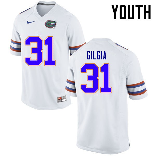 Florida Gators Youth #31 Anthony Gigla College Football Jerseys White